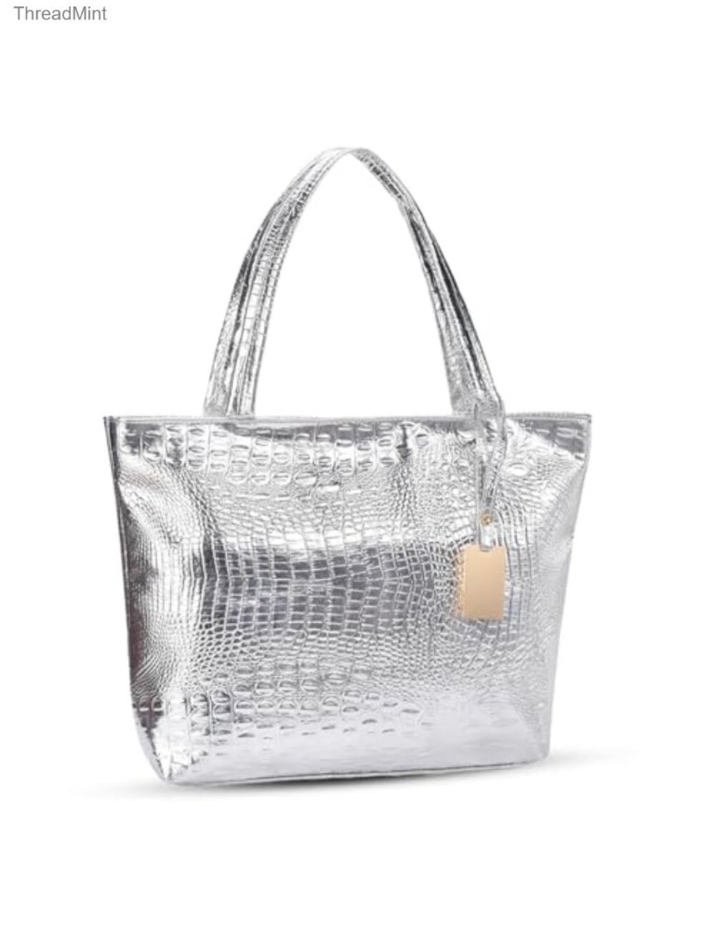 Large Crocodile Print Leather Tote Shoulder Bag Laptop Gym Travel